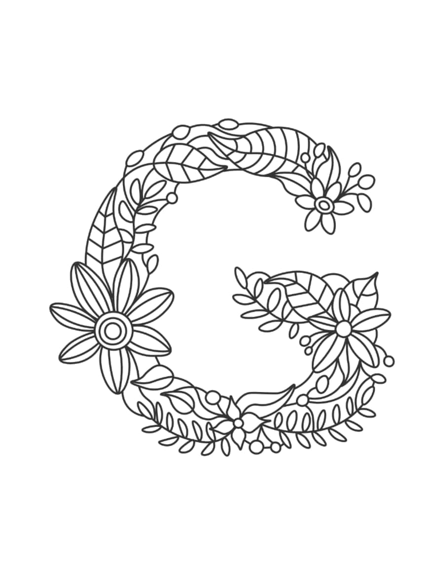 Flower Letter G Kids Coloring Pages Pdf Free Vectors